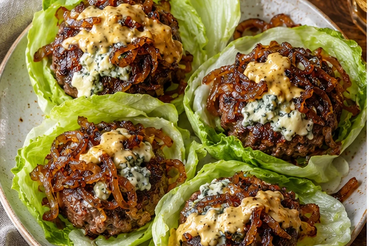 Blue Cheese Lettuce Wrap Burgers