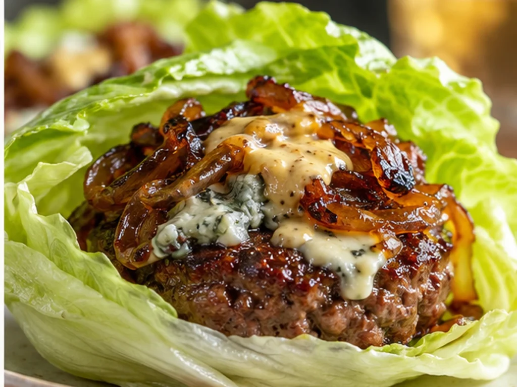 Blue Cheese Lettuce Wrap Burgers