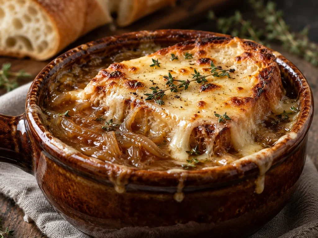 Caramelized Onion Soup with Gruyere Toasts