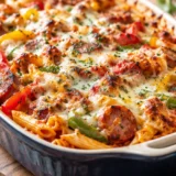 Cheesy Kielbasa Pasta Bake with Peppers