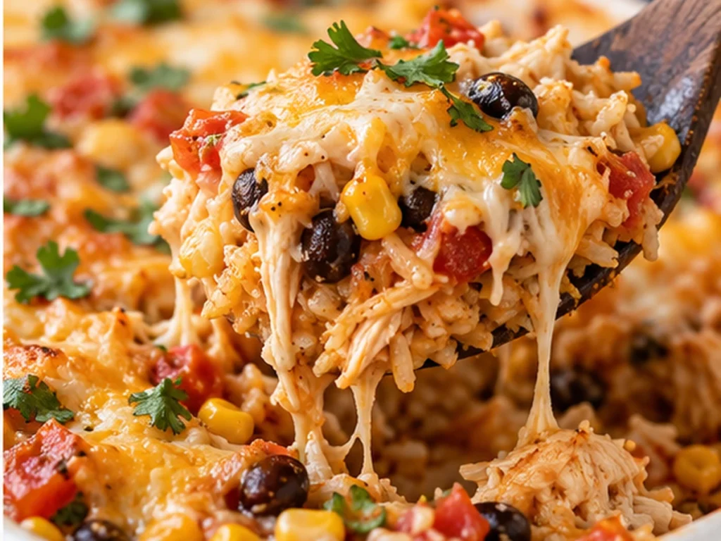 Cheesy Mexican Chicken Casserole with Rice