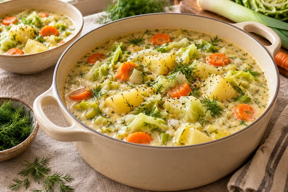 Creamy Cabbage Potato Soup with Dill