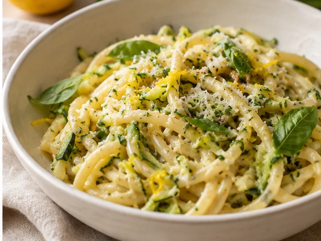 Creamy Lemon Zucchini Bucatini