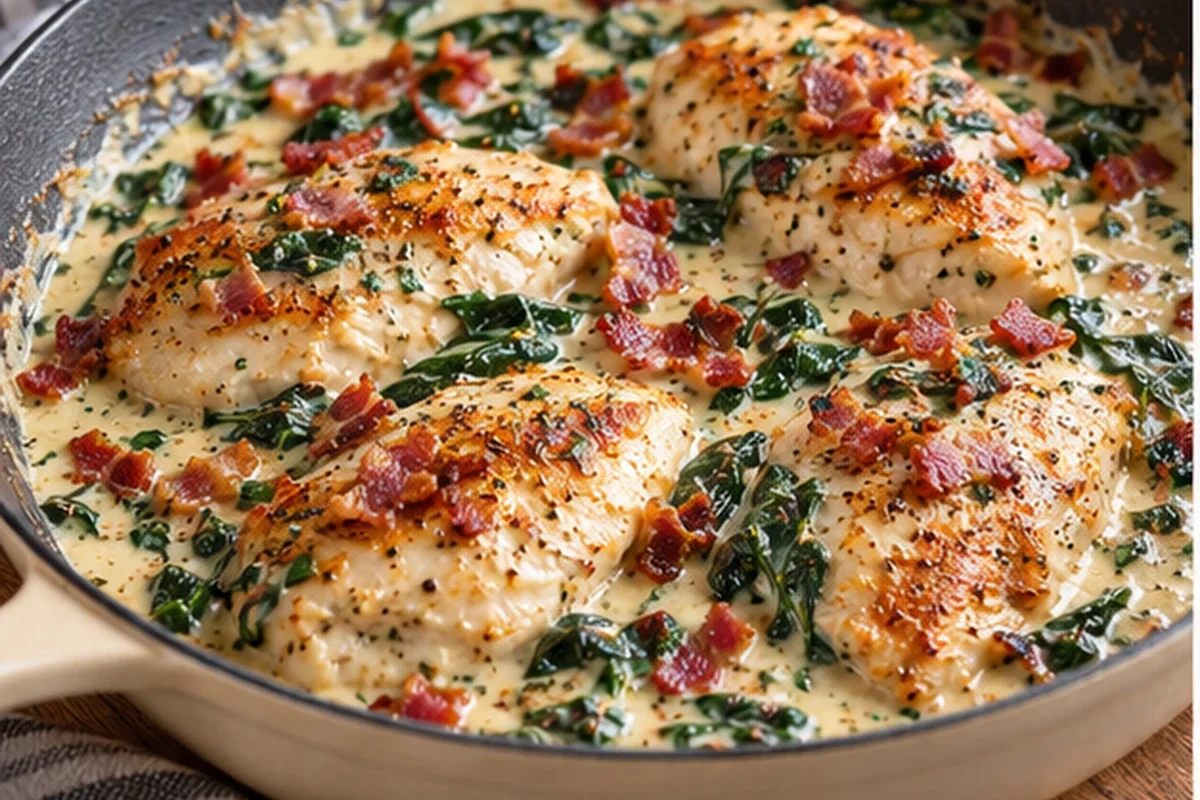 Creamy Ranch Chicken with Bacon and Spinach