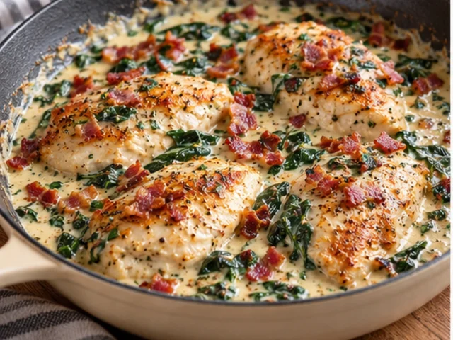 Creamy Ranch Chicken with Bacon and Spinach
