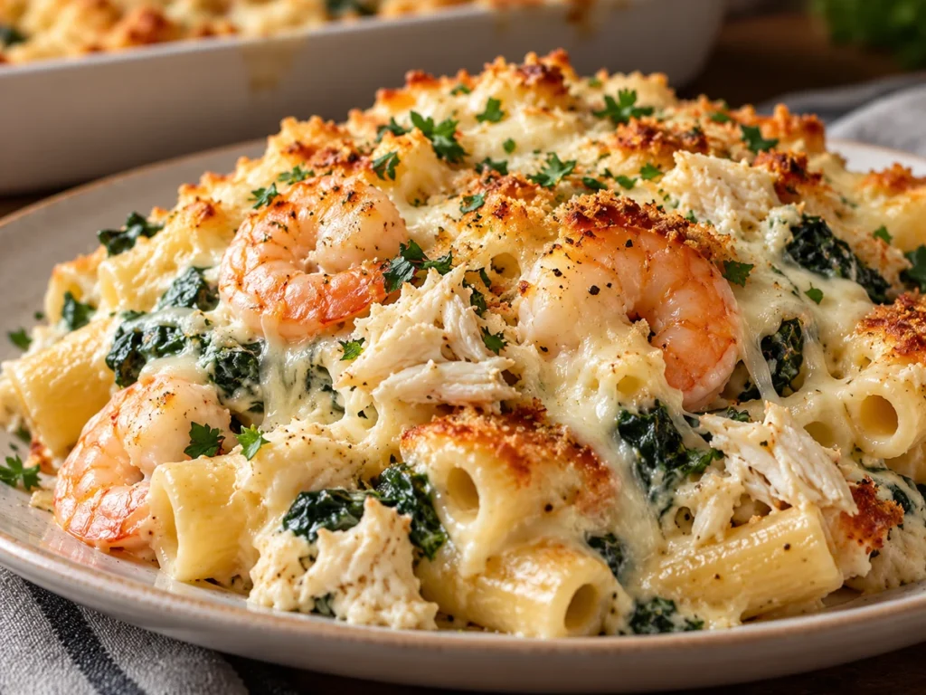 Creamy Seafood Baked Ziti