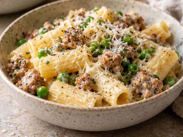 Creamy Turkey Sausage Pasta with Peas