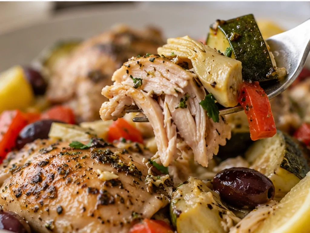 Crockpot Greek Chicken with Lemon Vegetables
