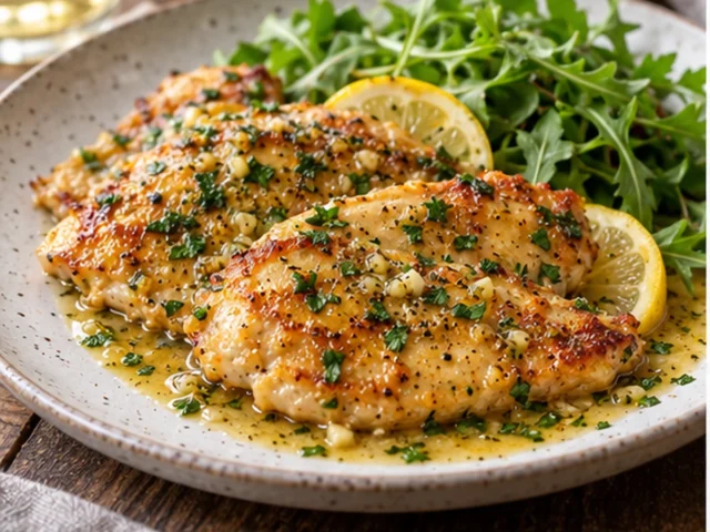Garlic Butter Chicken Cutlets with Herb Sauce