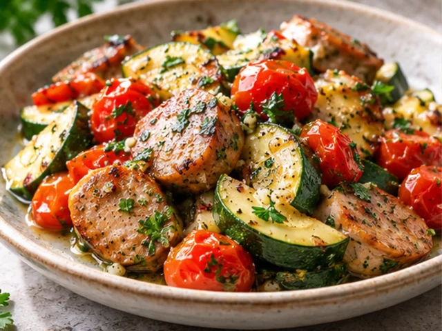 Garlic Butter Sausage and Zucchini Skillet