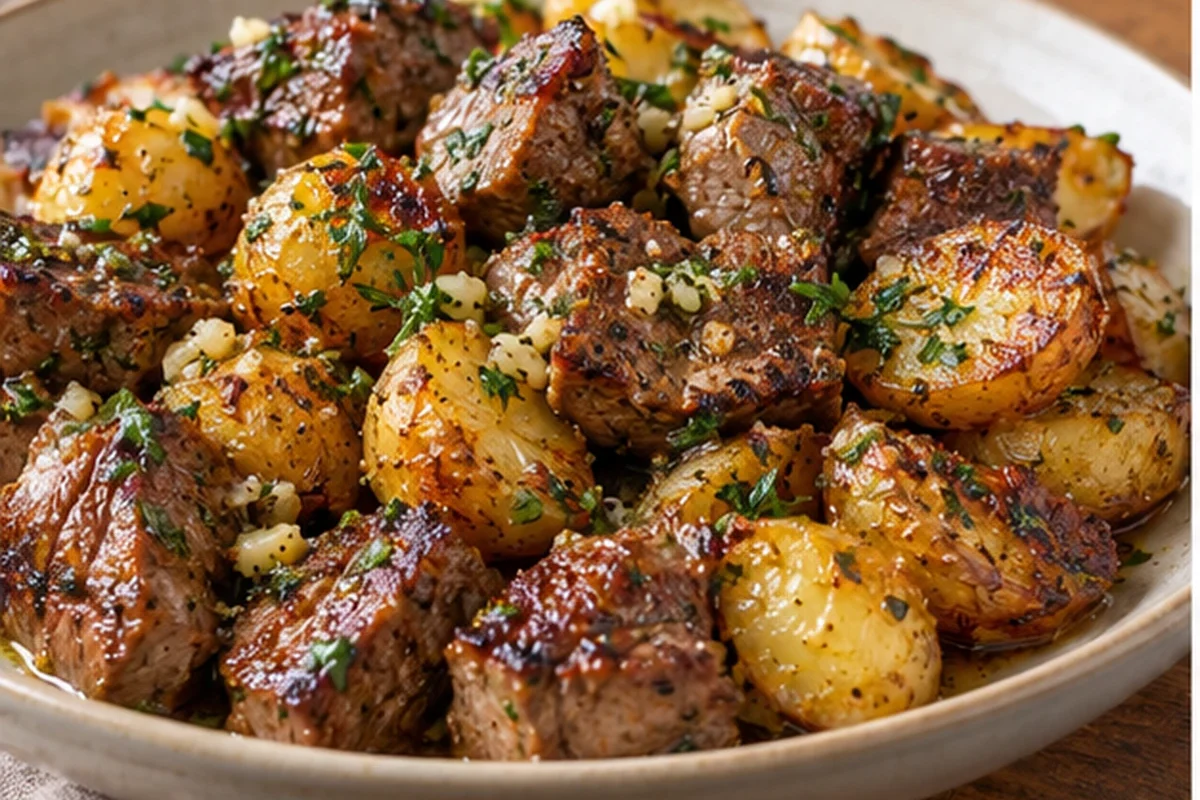 Garlic Butter Steak Bites with Crispy Potatoes
