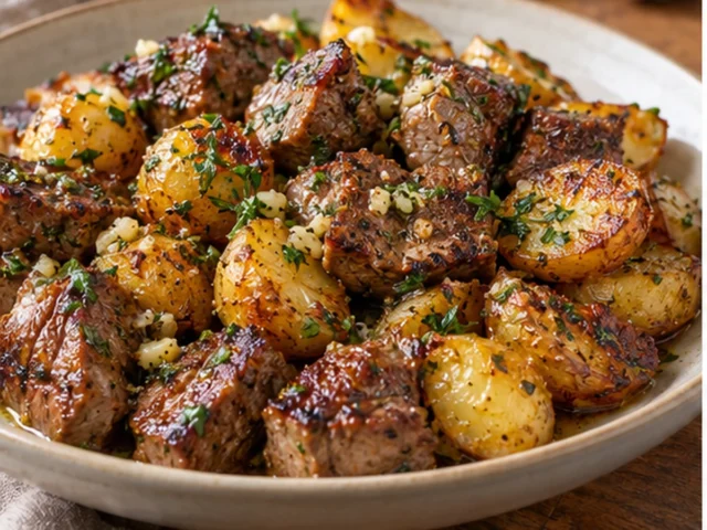 Garlic Butter Steak Bites with Crispy Potatoes