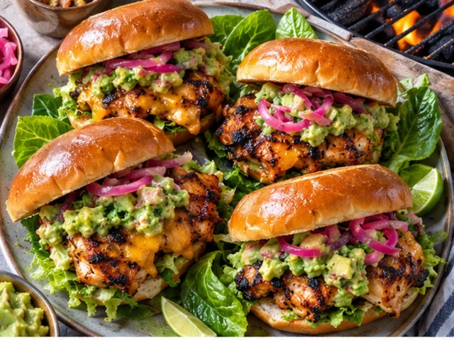 Grilled BBQ Chicken Guacamole Sandwiches