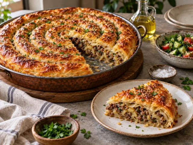 Ground Beef and Potato Spiral Borek