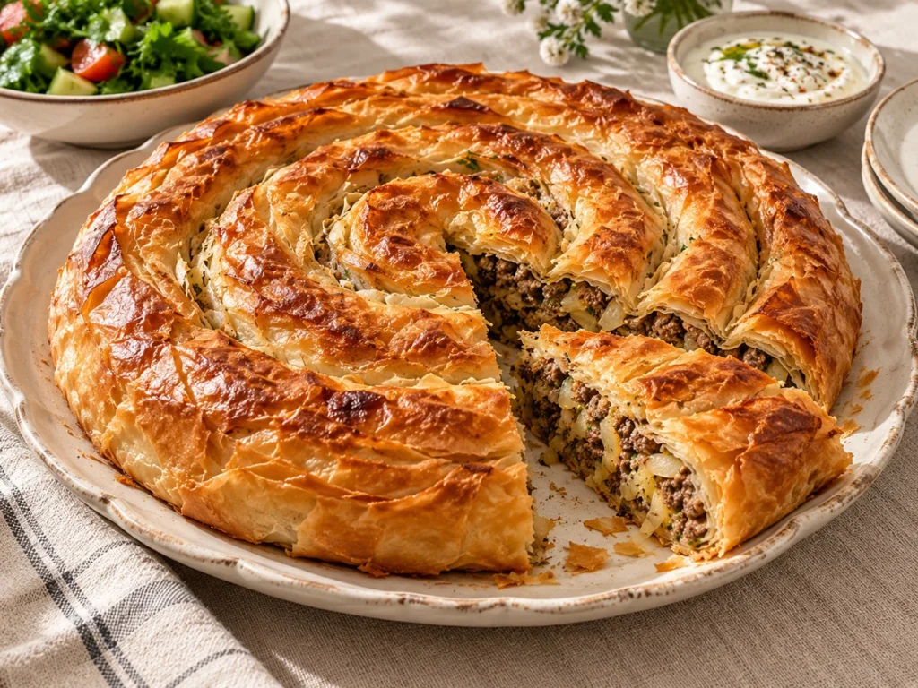 Ground Beef and Potato Spiral Borek