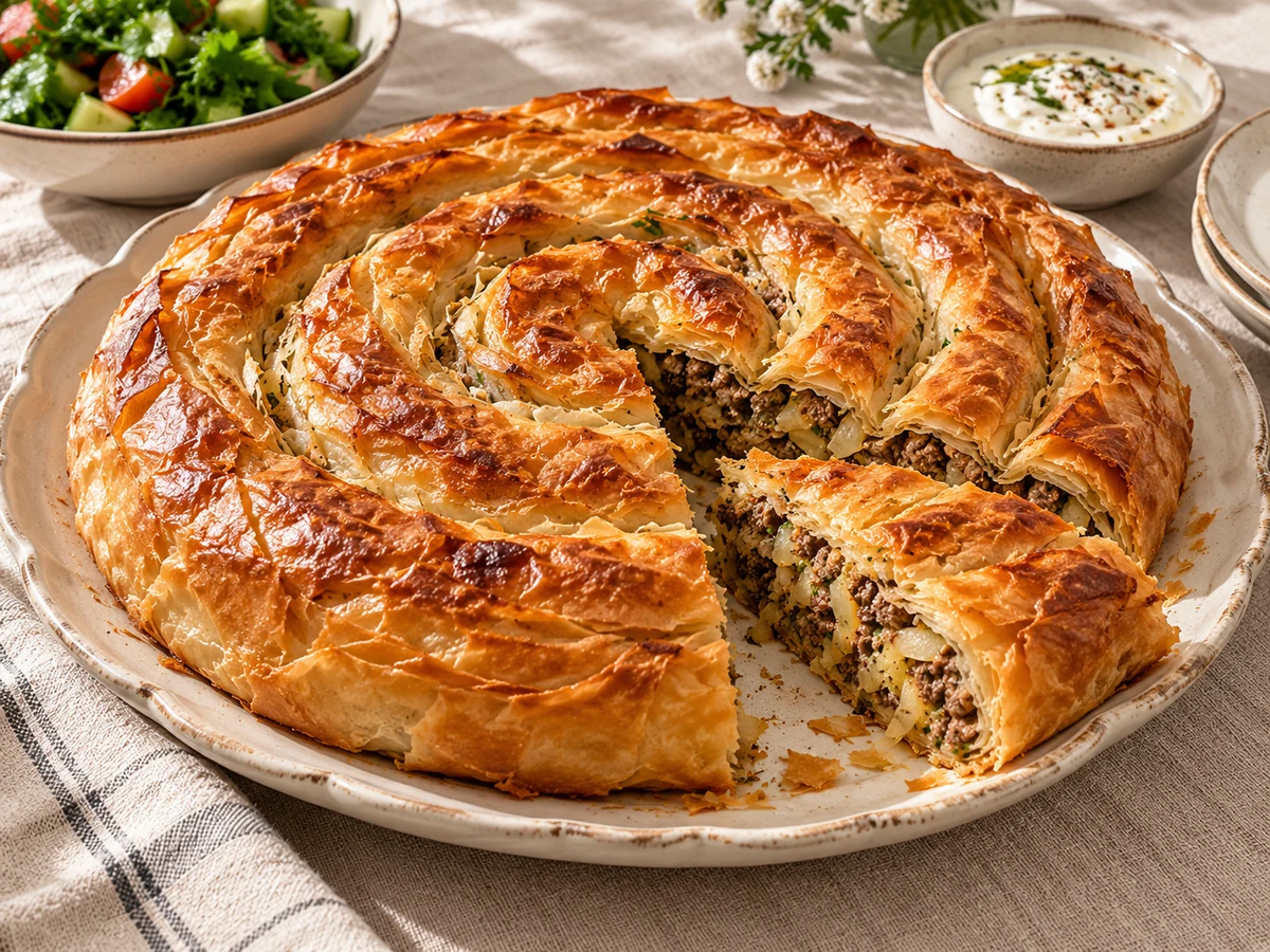 ground beef potato borek served for dinner