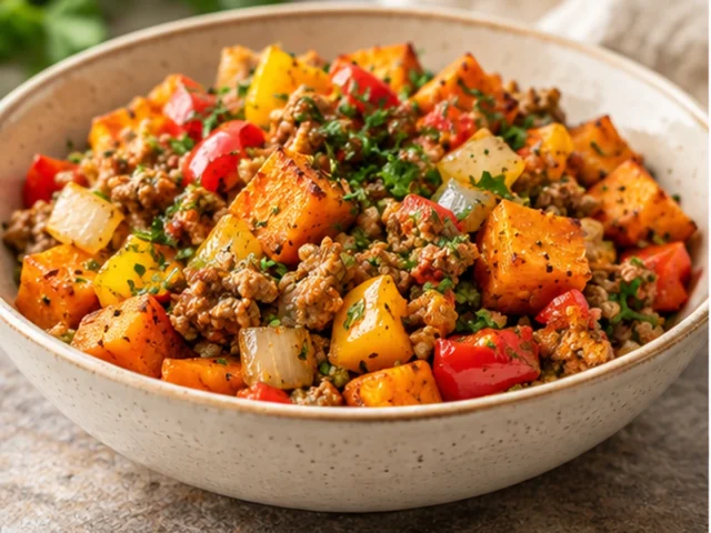 Ground Turkey Sweet Potato Hash with Peppers