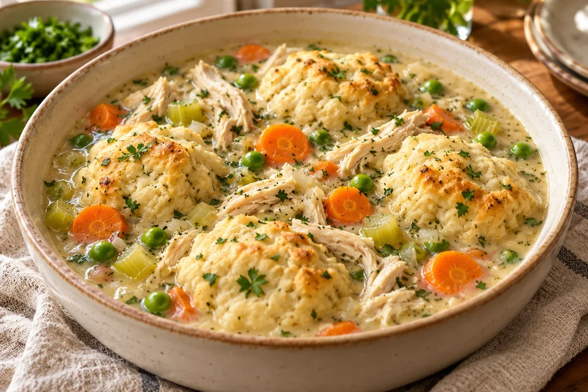 Herb Chicken and Drop Biscuit Dumplings