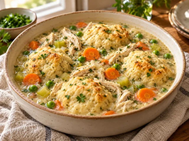 Herb Chicken and Drop Biscuit Dumplings