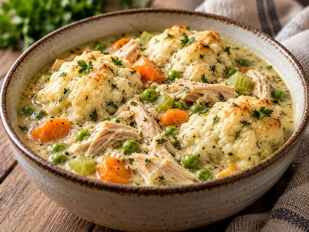 Herb Chicken and Drop Biscuit Dumplings