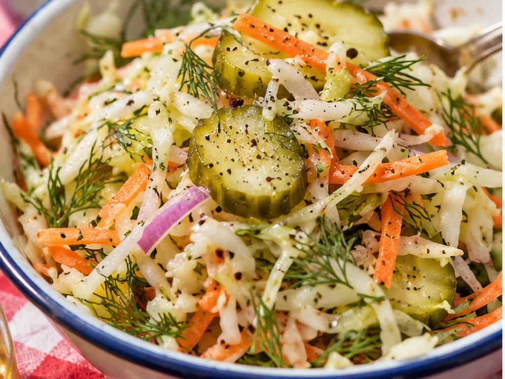 Hot Dogs with Crunchy Pickle Slaw