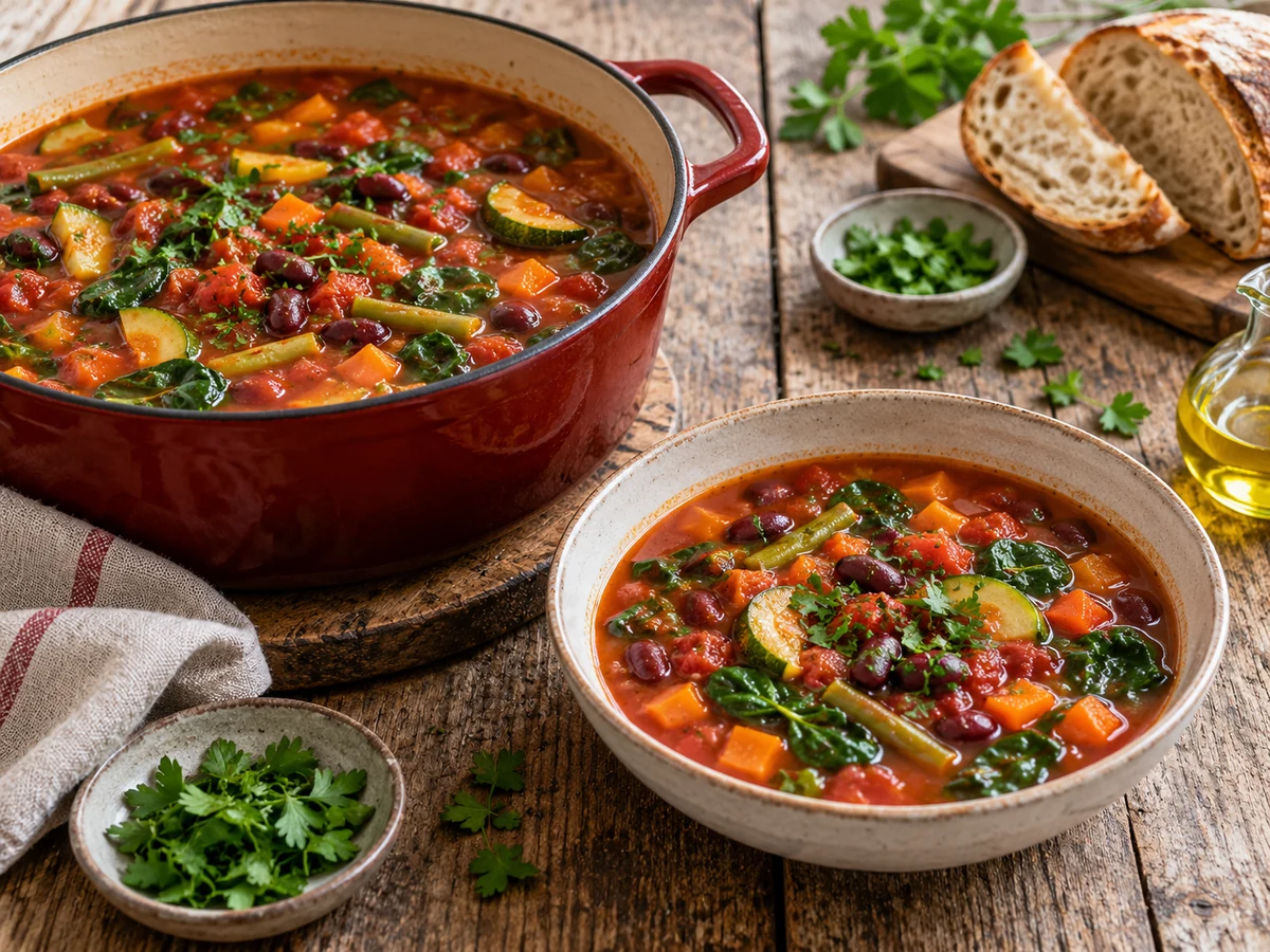 red bean vegetable soup served for dinner