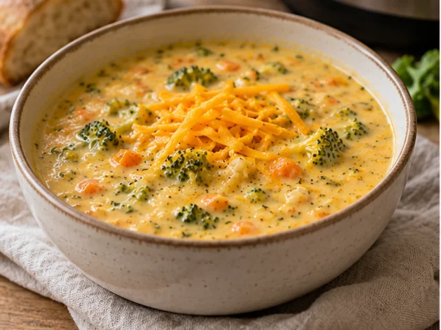 Slow Cooker Broccoli Cheddar Soup with Carrots