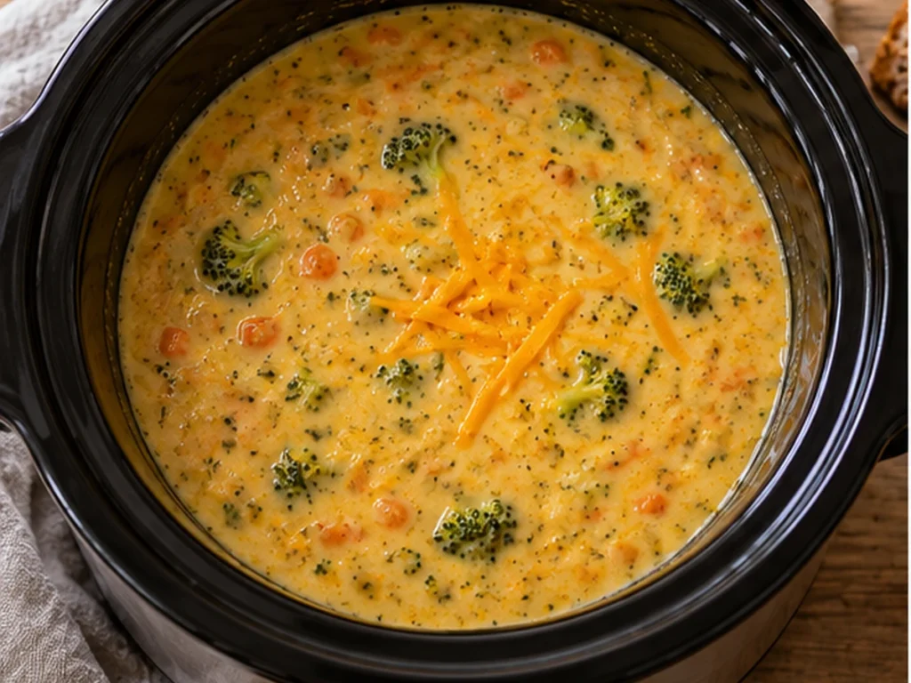 Slow Cooker Broccoli Cheddar Soup with Carrots