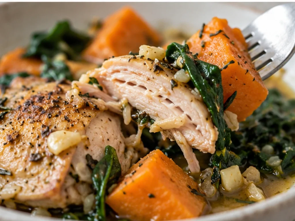 Slow Cooker Chicken with Sweet Potatoes and Spinach