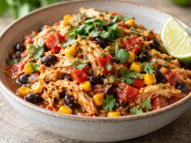 Slow Cooker Salsa Chicken with Black Beans and Corn