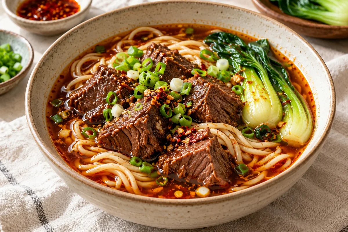 Spicy Beef Noodle Soup with Bok Choy