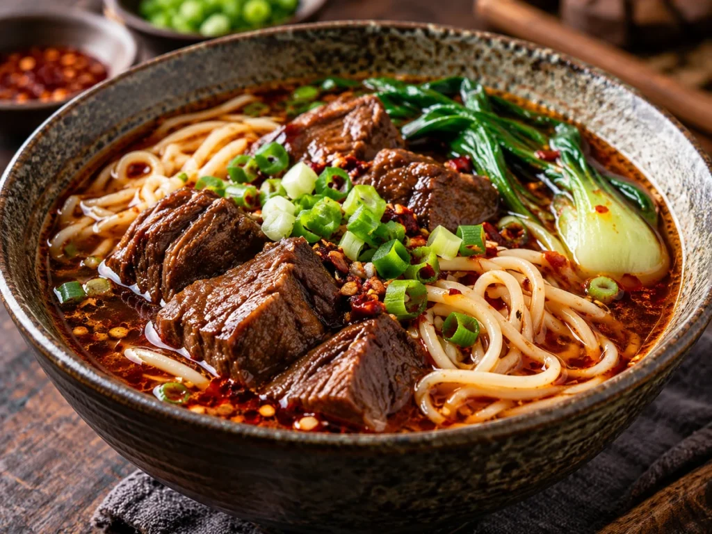 Spicy Beef Noodle Soup with Bok Choy