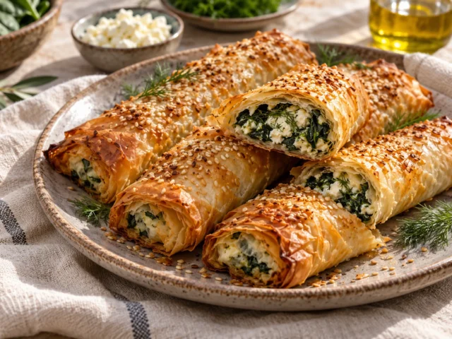 Spinach Feta Borek Rolls