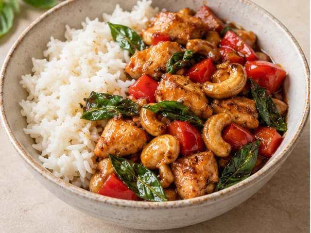 Thai Basil Cashew Chicken with Coconut Rice
