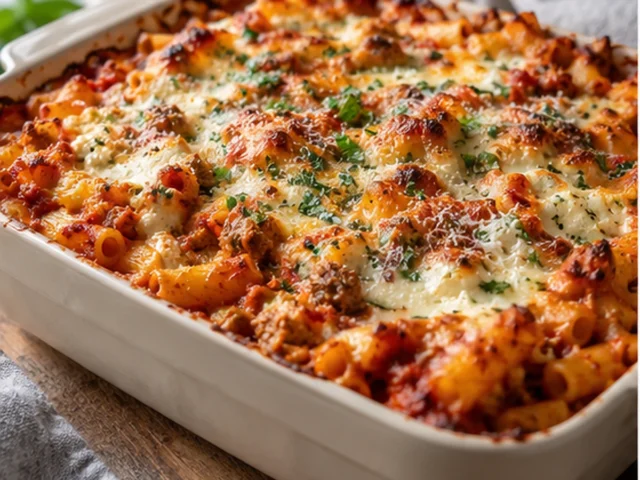 Three Cheese Turkey Sausage Baked Ziti
