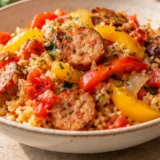 Turkey Sausage Pepper and Rice Skillet