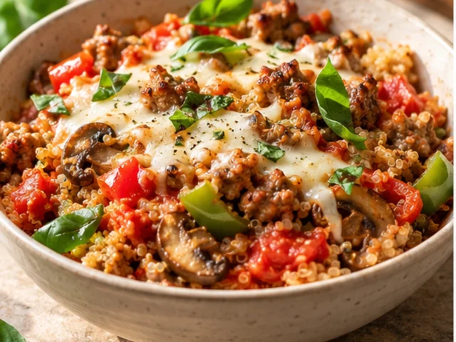Turkey Sausage Quinoa Pizza Bowls