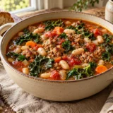 Tuscan Sausage White Bean Kale Soup